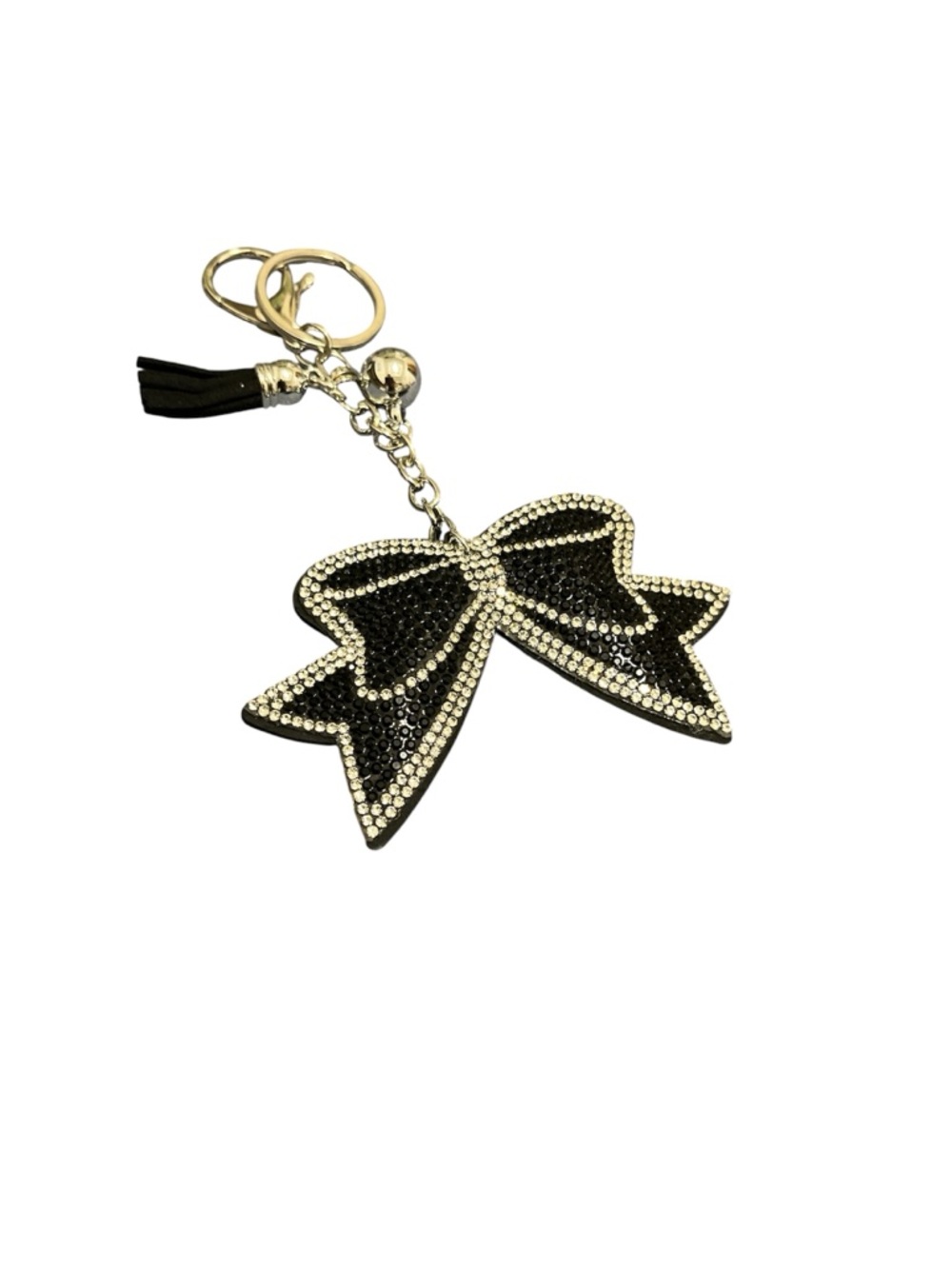 Black Crystal Bow Keychain Charm